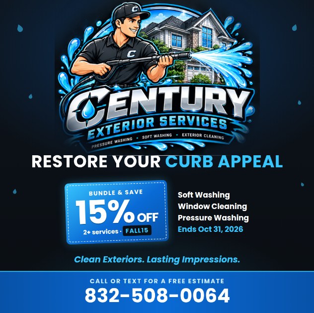 Century Exterior Services fall flyer: Bundle and save 15% on 2+ services with code FALL15